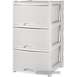 KL377212048 Комод Keeplex Rattan трехсекционный 48х41х72,3см белое облако